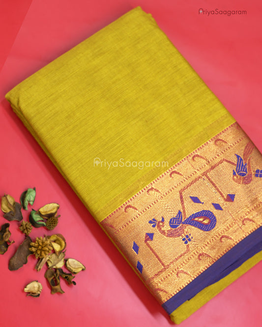 Corn Yellow Paithani Cotton - M4936