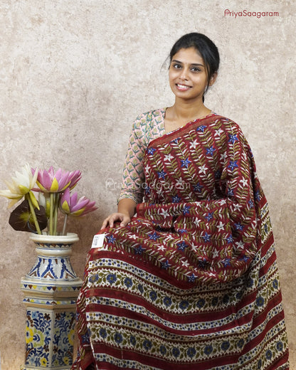 Wine Red Chanderi - PC1819