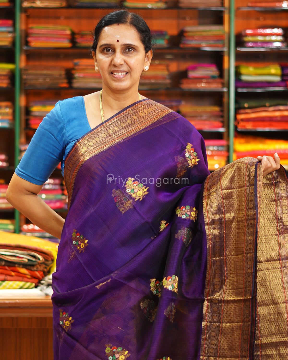 Purple Zari Silk Kota - PE6500