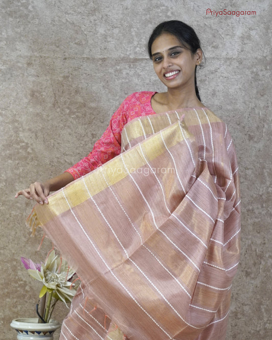 Nude Pink Zari Tussar - PD74