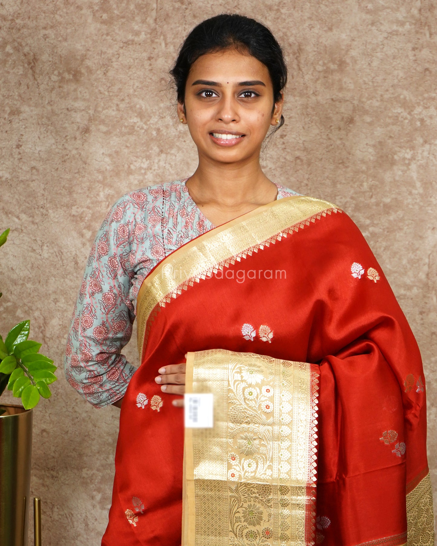 Traditional Red Chiniya Silk - PD4531