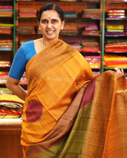 Brown Abstract Matka Silk - PE5810