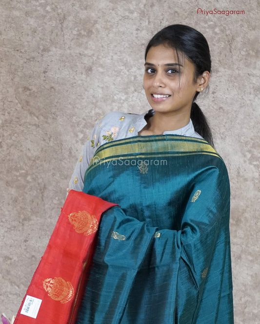 Solid Green Kadhi Tussar - PB2547