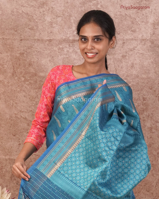 Bluish Green Muslin Silk - PD33