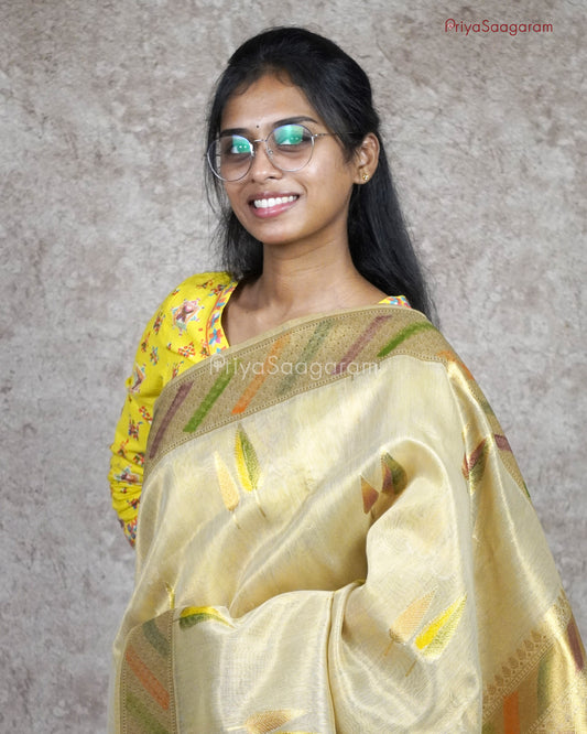Golden Painted Tissue  Silk - PB5415