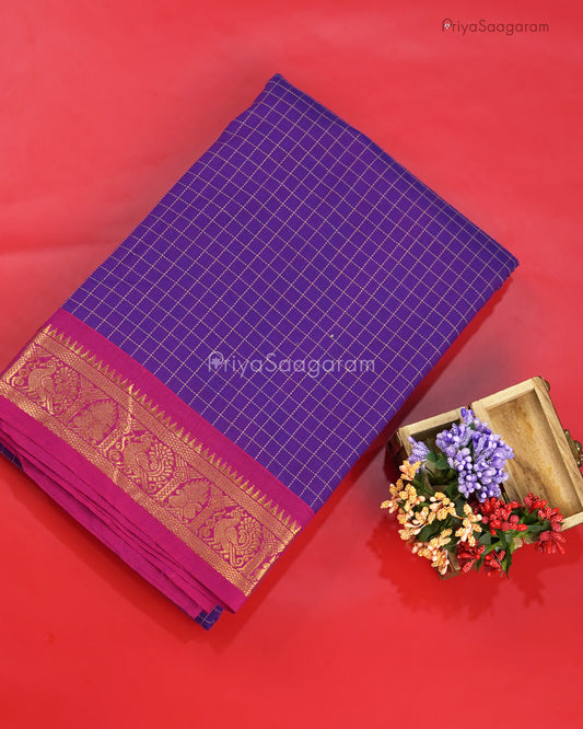 Violet Checked Handloom Cotton - N124
