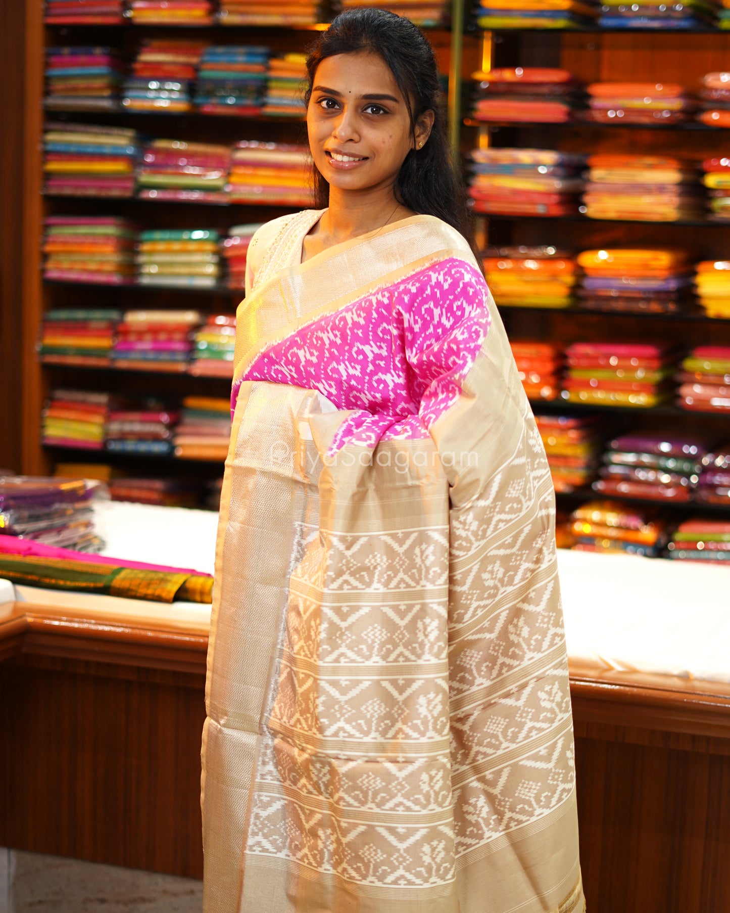 Taffy Pink Ikkat Silk - M15327