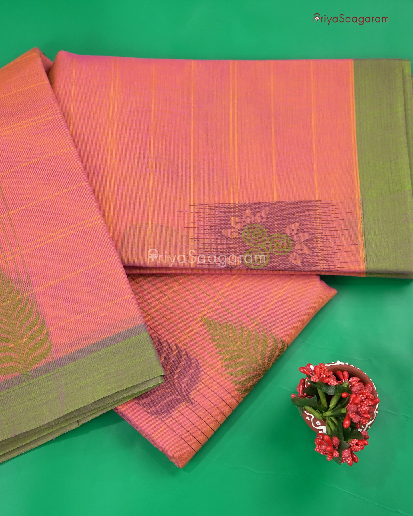 Coral Peach Handloom Cotton - N530