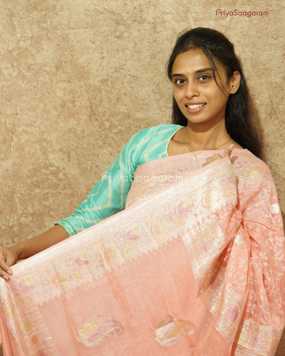 Baby Pink Embroidery Chiffon Georgette - PD972