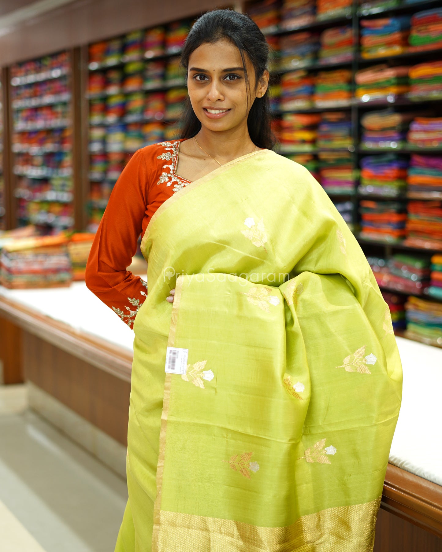 Shining Green Raw Mango Silk - PD1074