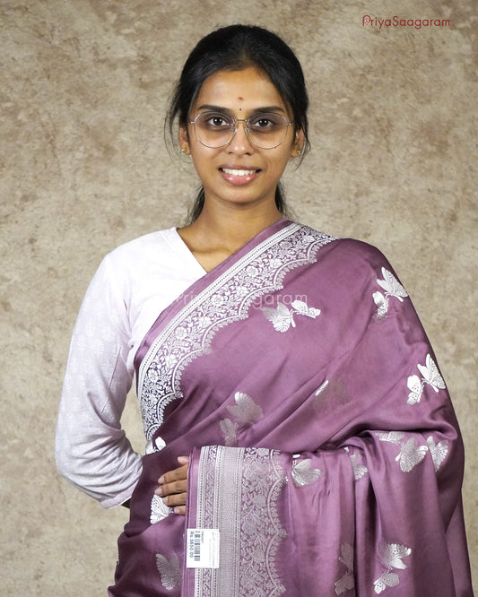 Pale Magenta Satin Banaras - PB4927