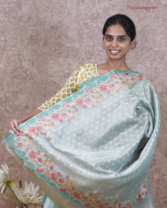 Sky Blue Floral Crush Tissue - PC2823