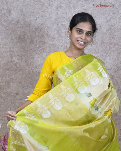 Green Floral Celebration in Tissue Silk - PC3229