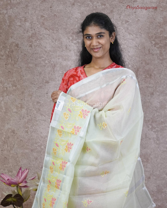 Peppermint Green Embroidery Kota - PC3616