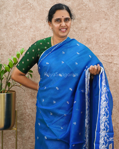 Cobalt Blue Embroidery Silk Kota - PD5512