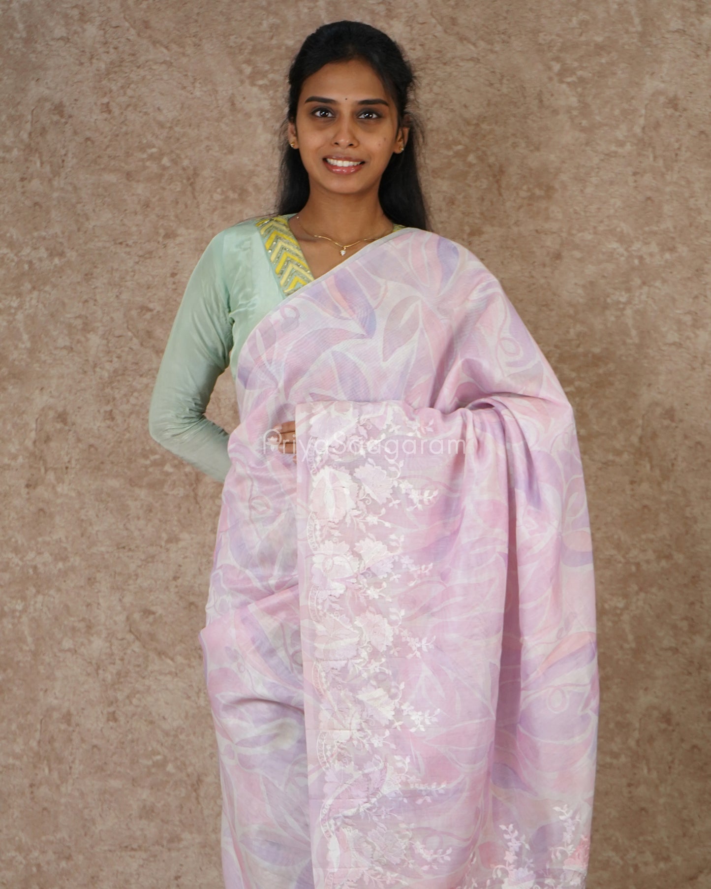 Pastel Lavender Embroidery Tussar - PD3307