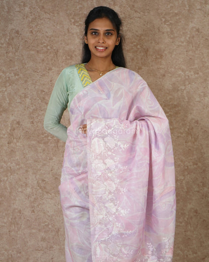 Pastel Lavender Embroidery Tussar - PD3307