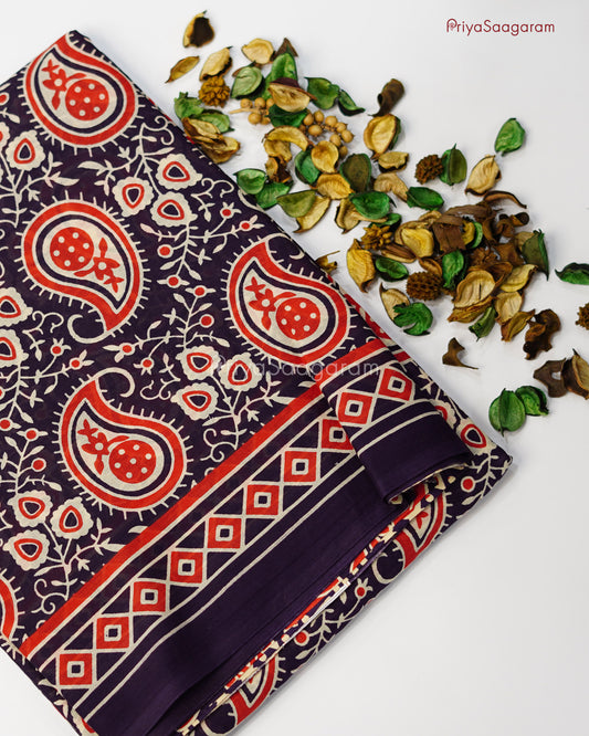 Purple Kalamkari Mul Cotton - PD239