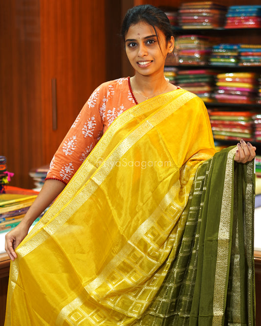 Mehndi Green Yellow Russian Silk - PE363