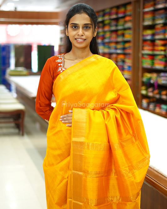 Mango Yellow Mangalagiri Silk Cotton - N4993