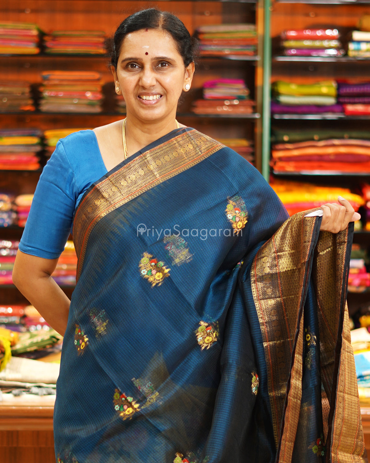 Blue Zari Silk Kota - PE6501
