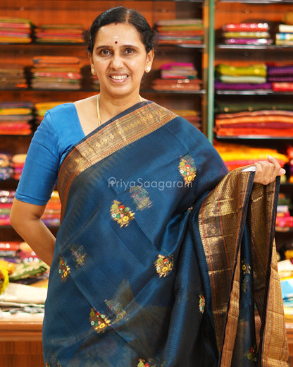 Blue Zari Silk Kota - PE6501