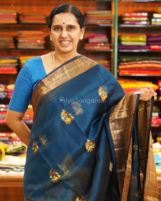 Blue Zari Silk Kota - PE6501