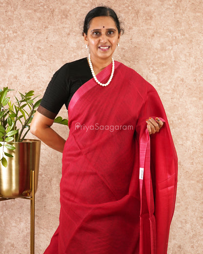 Cherry Red Fancy Tensil Tussar - PD4895