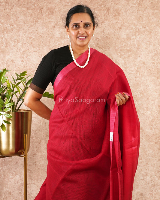 Cherry Red Fancy Tensil Tussar - PD4895