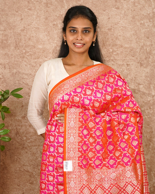 Pink Orange Banaras Silk - PD4568