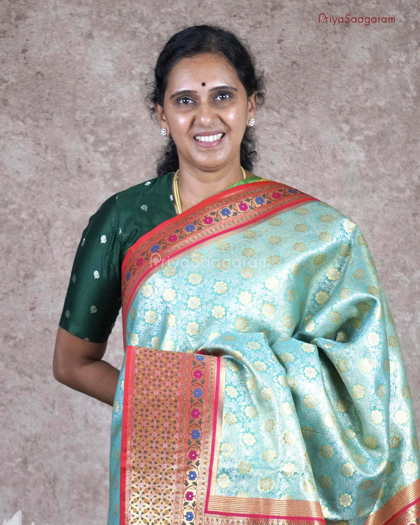 Sea Green Banaras Silk - PB3623