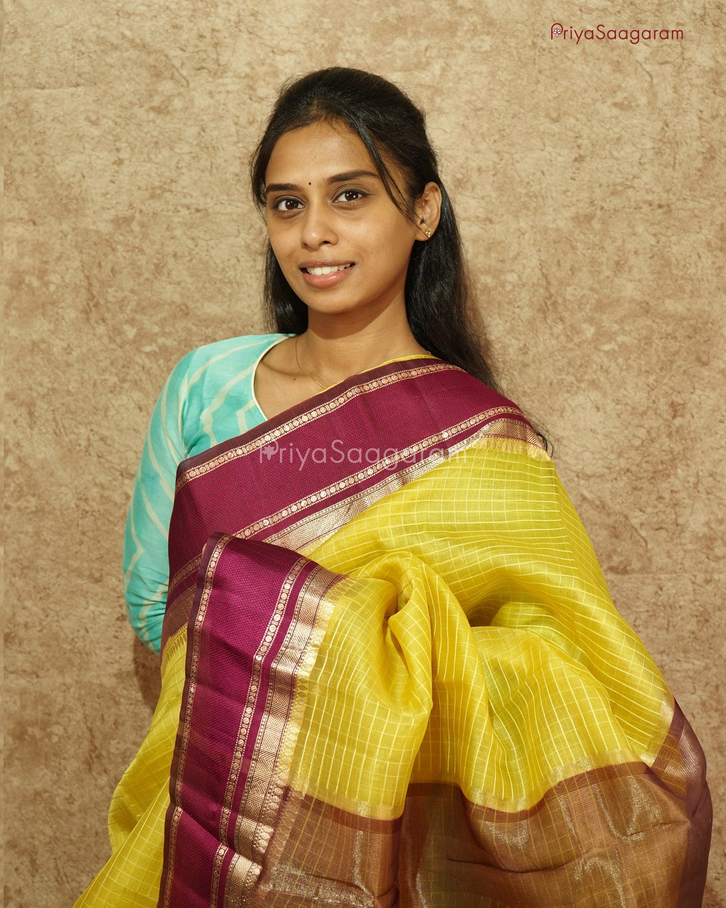 Traditional Yellow Banaras Organza - PD1057