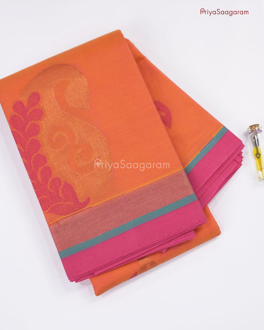 Orange Contrast Madurai Cotton - L9953
