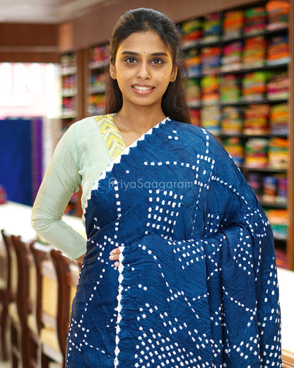 Teal Blue Bandhani Modal Silk - PD1728