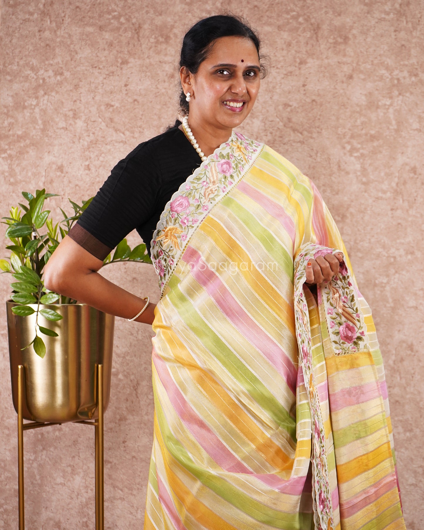 Multicolour Embroidery Tissue Silk - PD5557