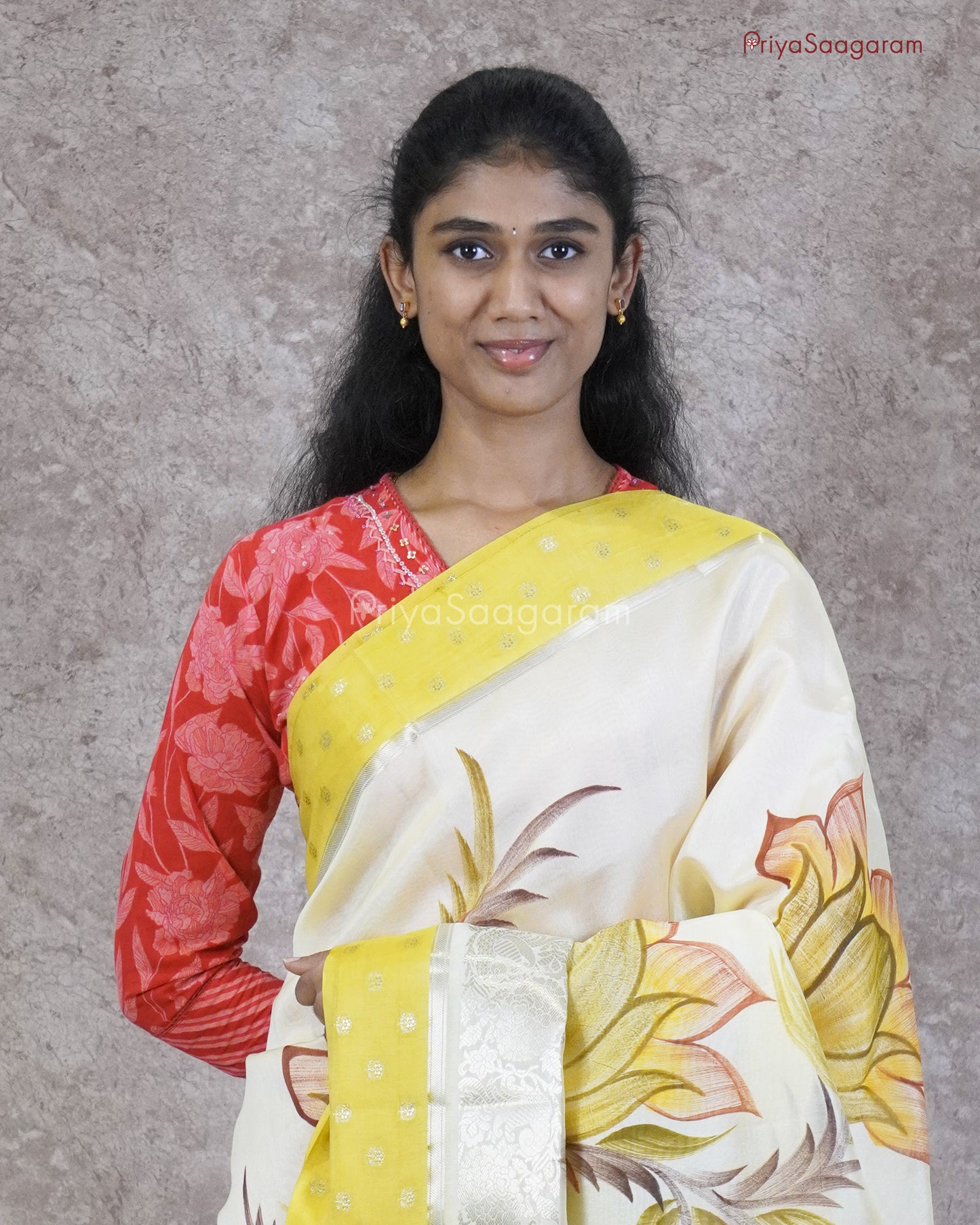 Lemon Yellow Zari Organza - PC3206