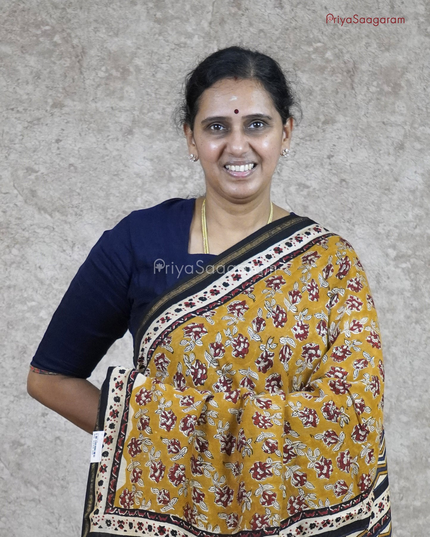 Mustard Block Print Chanderi - PC1975