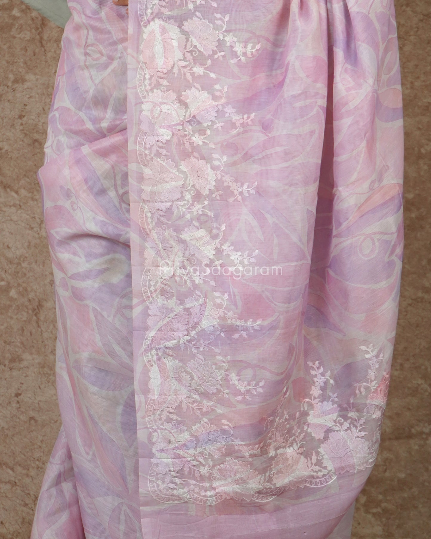 Pastel Lavender Embroidery Tussar - PD3307