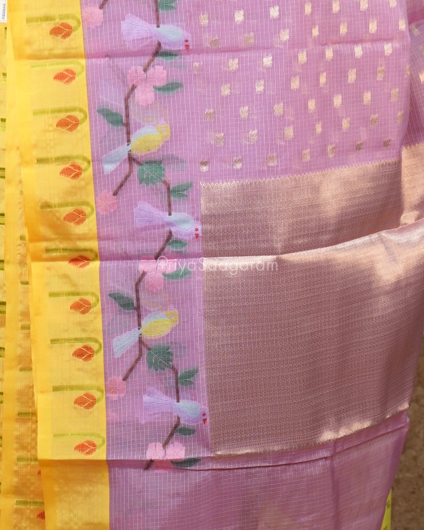 Lavender and Yellow Paithani Silk Kota - PD4307