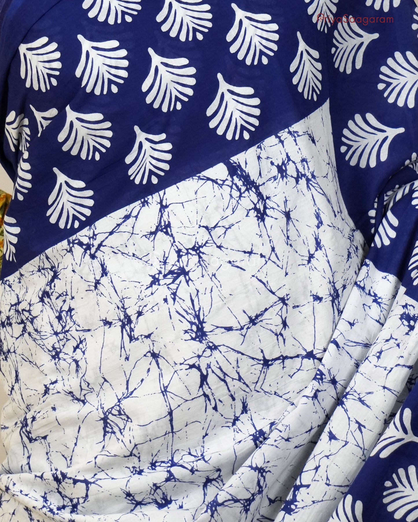 Blue White Shibori Mulmul Cotton - PB276