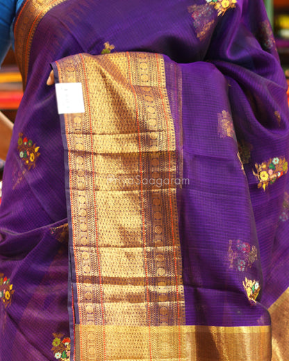 Purple Zari Silk Kota - PE6500