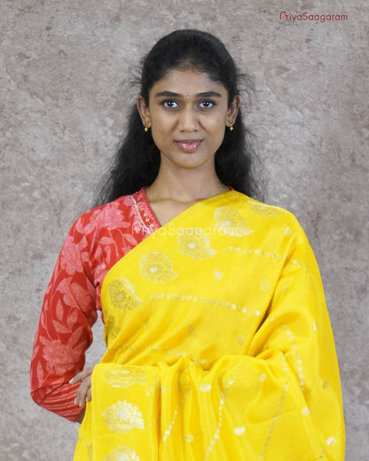 Yellow Purple Chiniya Silk - PC3209