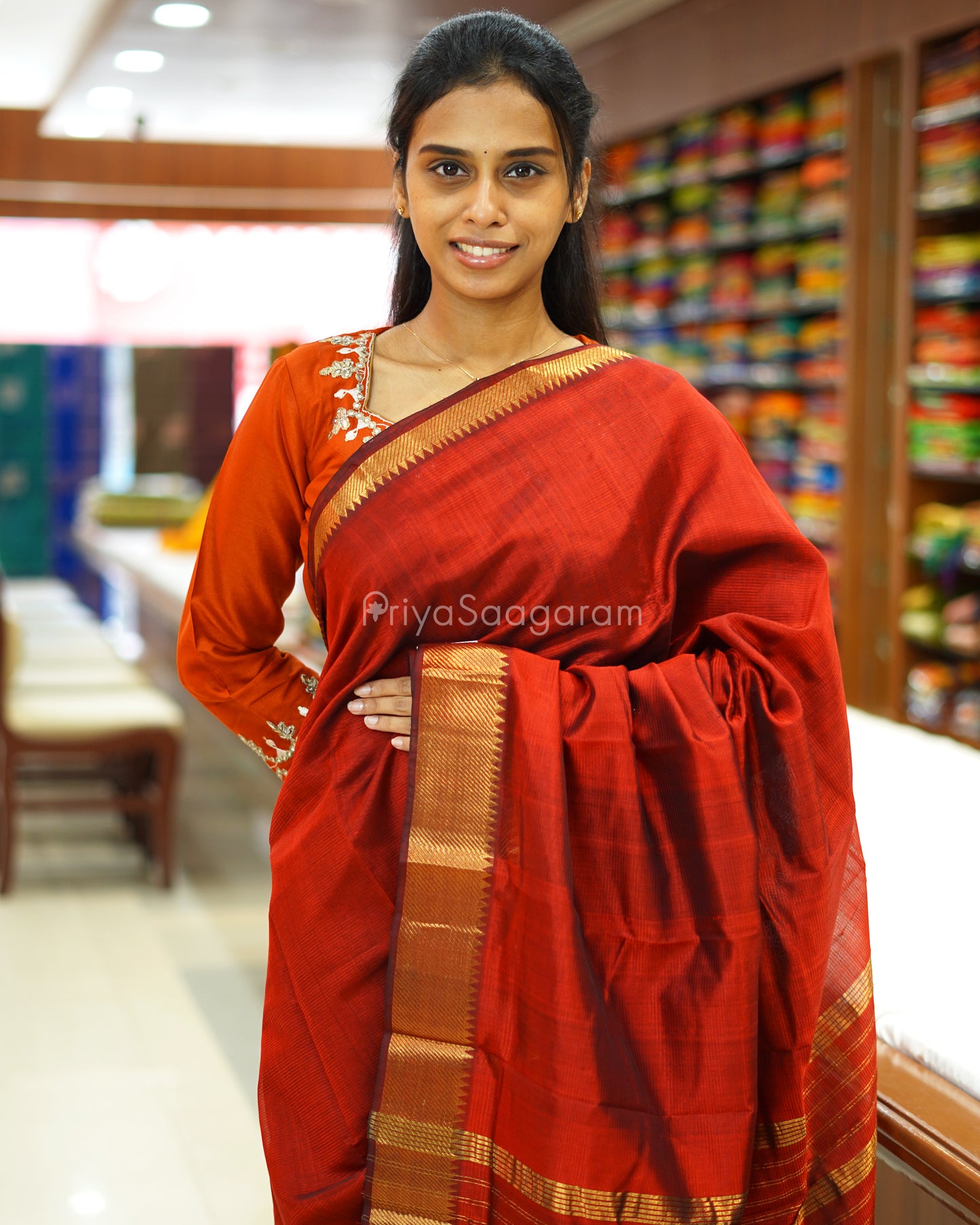 Traditional Red Mangalagiri Silk Cotton - N4320