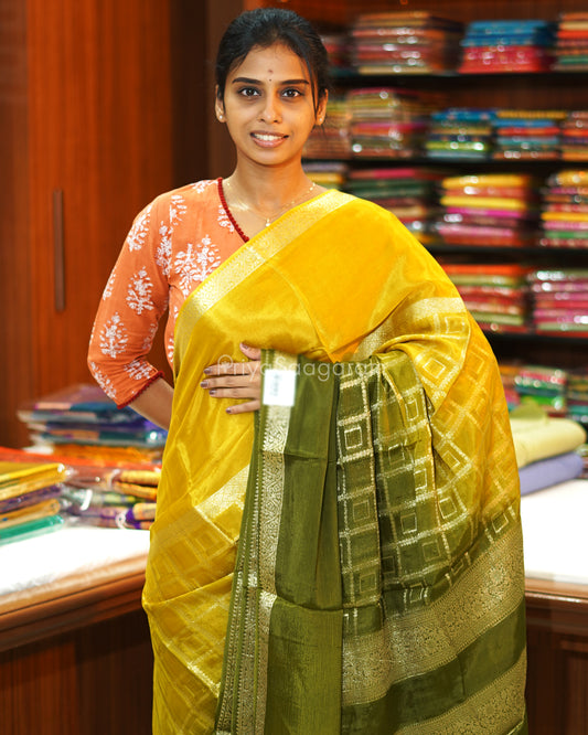Mehndi Green Yellow Russian Silk - PE363