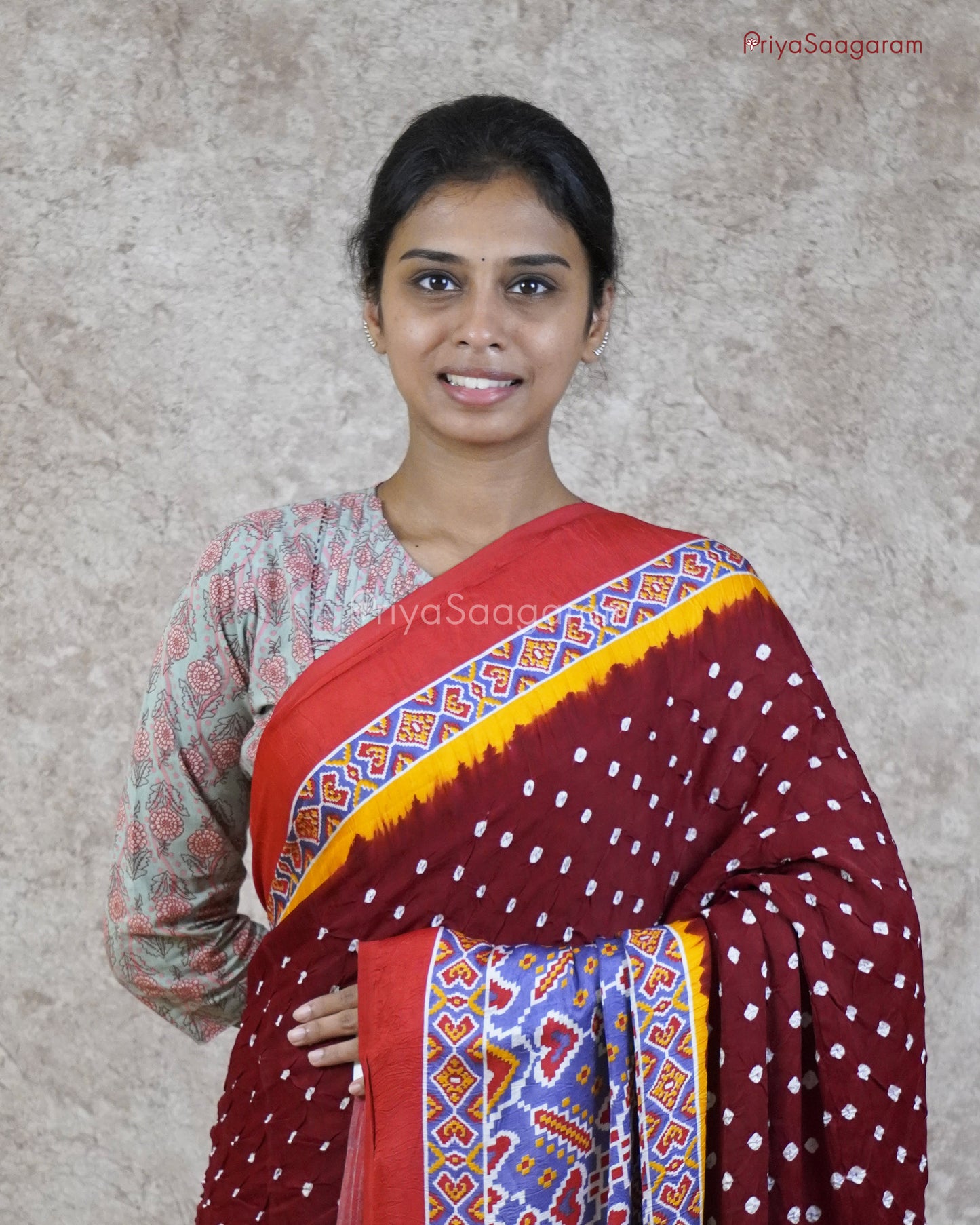 Maroon Purple Modal Bandhani - PC1843