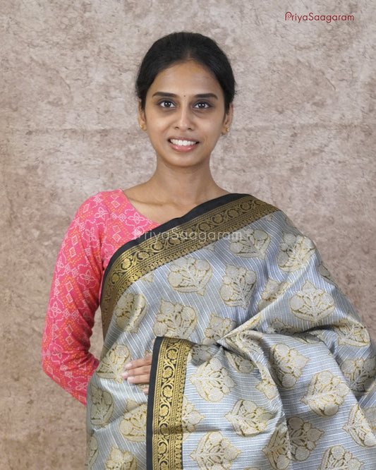 Golden Black Muslin Silk - PD30