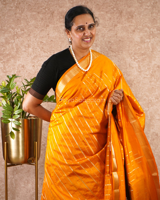 Mango Yellow Violet Contrast Chiniya Silk - PD5872
