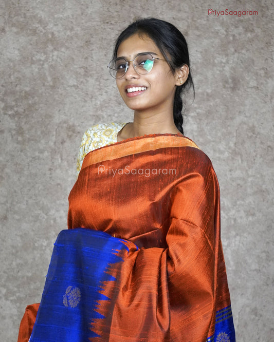 Brick Red Korvai Kadhi Tussar - PB2588