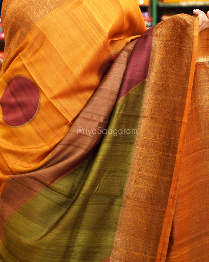 Brown Abstract Matka Silk - PE5810