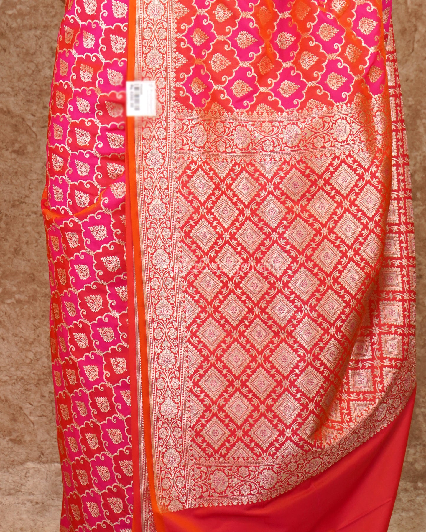 Pink Orange Banaras Silk - PD4568